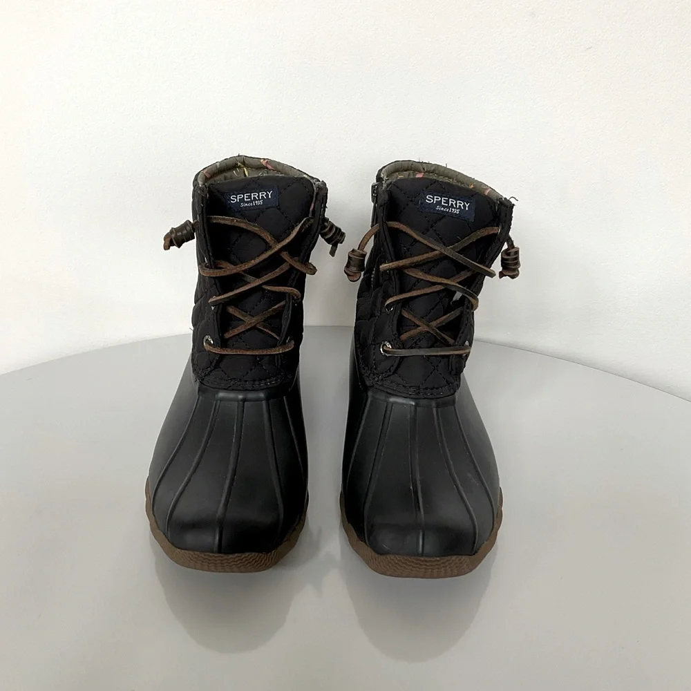 Sperry Black Waterproof Duck Boots. Size 7.5 Women's - Picture 2 of 11